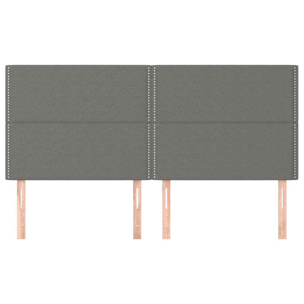 Hoofdborden 4 st 100x5x78/88 cm stof donkergrijs 200 cm Donkergrijs
