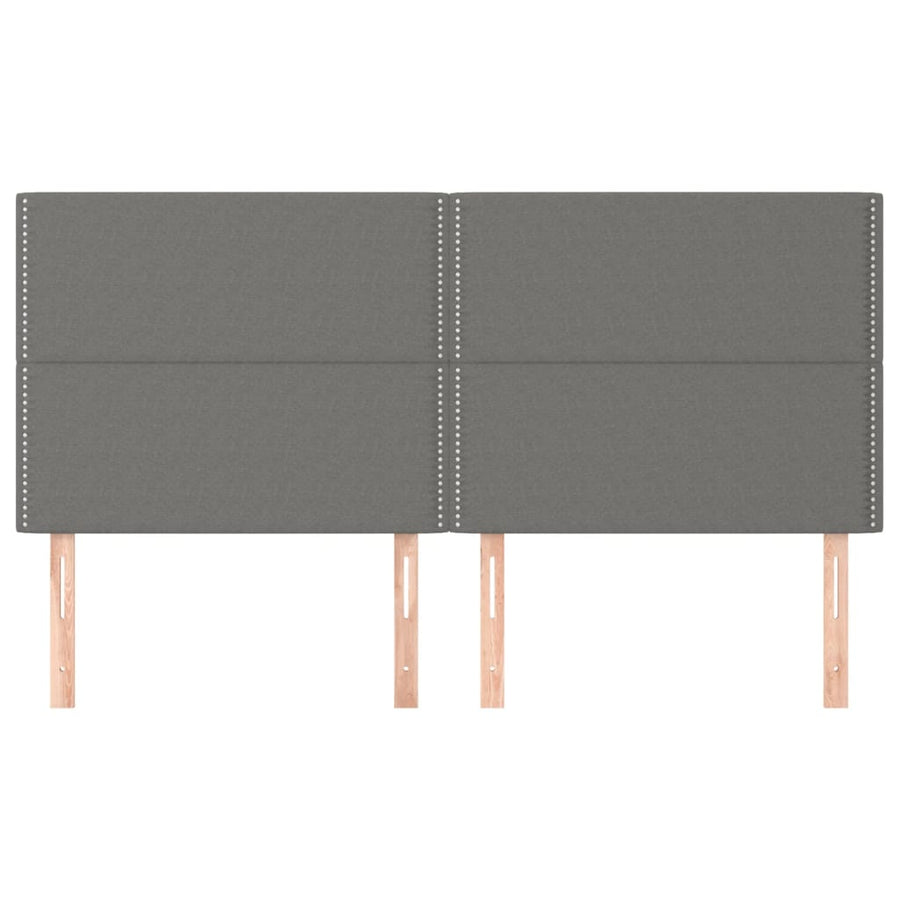 Hoofdborden 4 st 100x5x78/88 cm stof donkergrijs 200 cm Donkergrijs