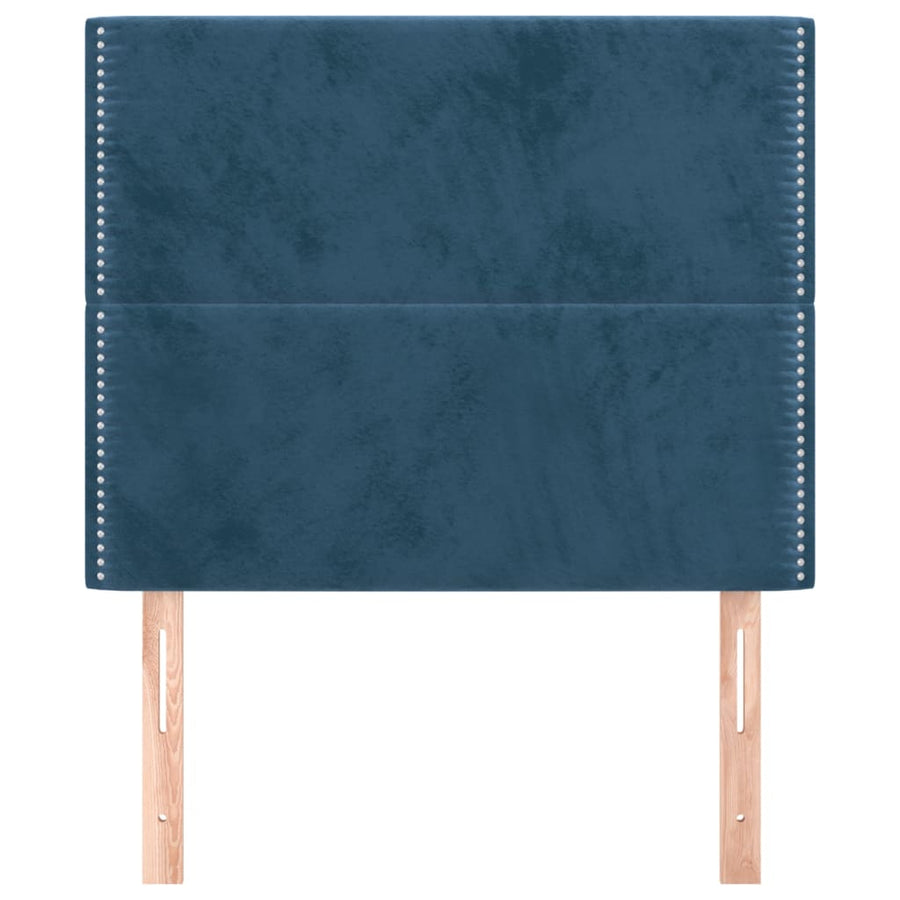 Hoofdborden 2 st 80x5x78/88 cm fluweel donkerblauw 80 cm Hoog
