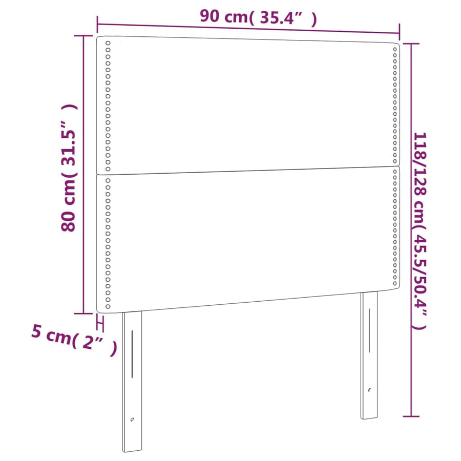 Hoofdborden 2 St 90X5X78/88 Cm Fluweel Donkergrijs