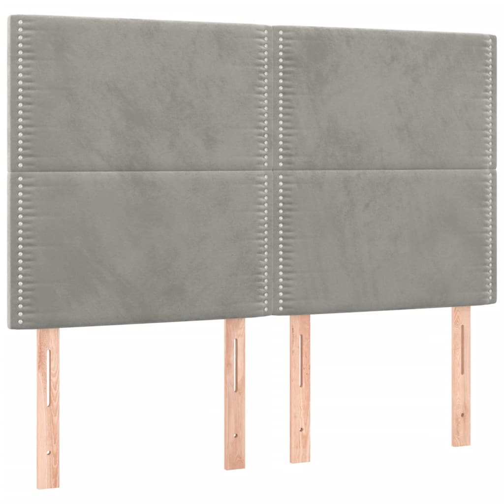 Hoofdborden 4 St 72X5X78/88 Cm Fluweel Lichtgrijs 144 cm Hoog