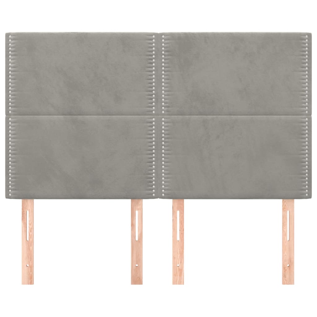 Hoofdborden 4 St 72X5X78/88 Cm Fluweel Lichtgrijs 144 cm Hoog