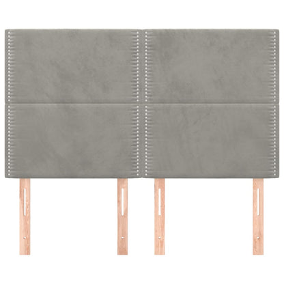 Hoofdborden 4 St 72X5X78/88 Cm Fluweel Lichtgrijs 144 cm Hoog