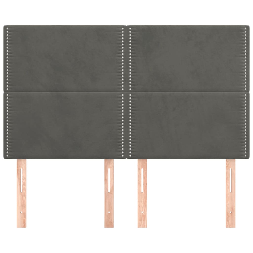 Hoofdborden 4 St 72X5X78/88 Cm Fluweel Donkergrijs