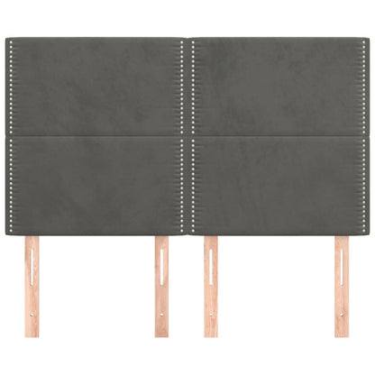 Hoofdborden 4 St 72X5X78/88 Cm Fluweel Donkergrijs