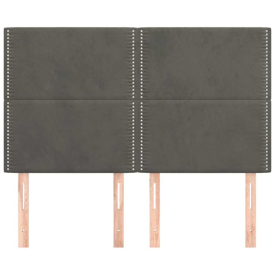 Hoofdborden 4 St 72X5X78/88 Cm Fluweel Donkergrijs