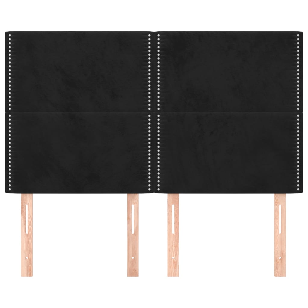 Hoofdborden 4 St 72X5X78/88 Cm Fluweel Zwart 144 cm Hoog