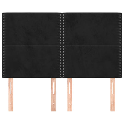 Hoofdborden 4 St 72X5X78/88 Cm Fluweel Zwart 144 cm Hoog