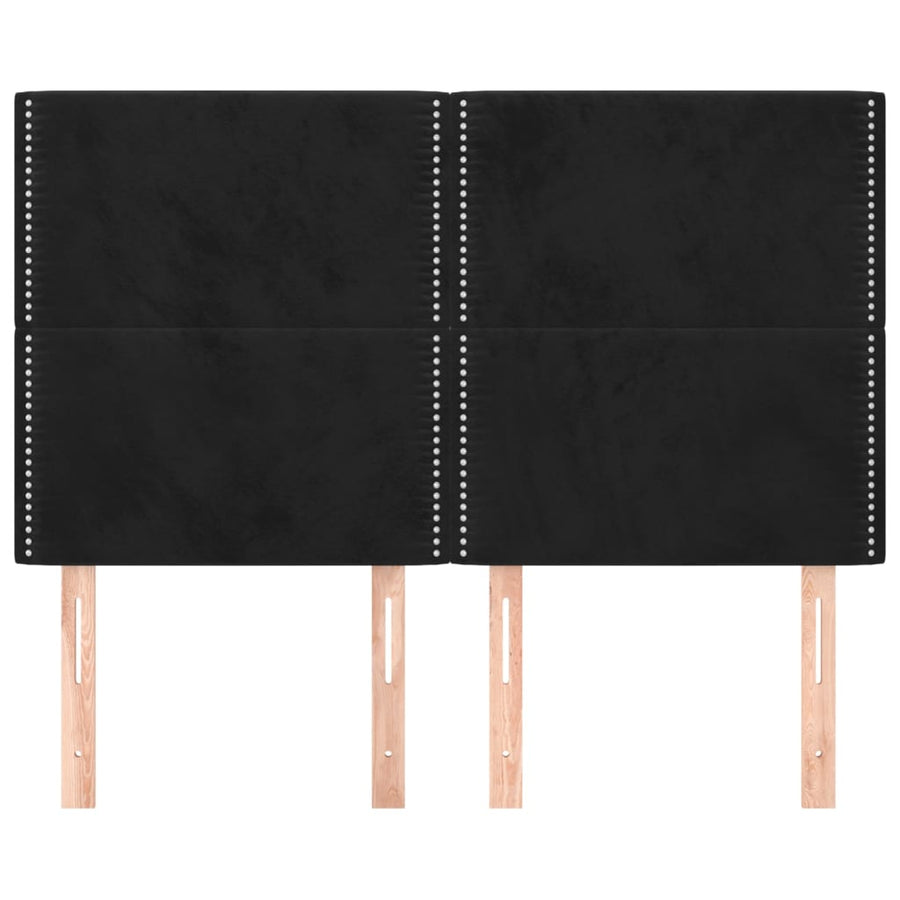 Hoofdborden 4 St 72X5X78/88 Cm Fluweel Zwart 144 cm Hoog