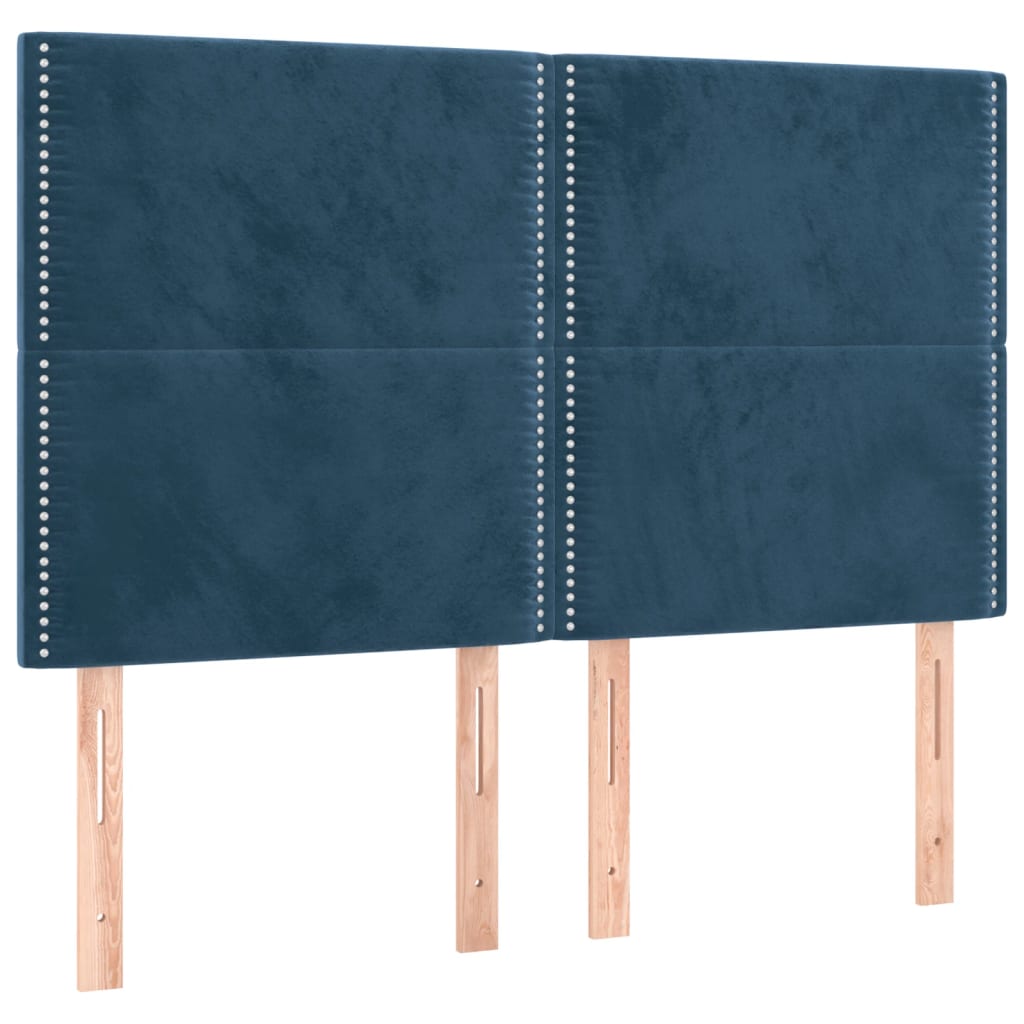 Hoofdborden 4 st 72x5x78/88 cm fluweel donkerblauw 144 cm Hoog