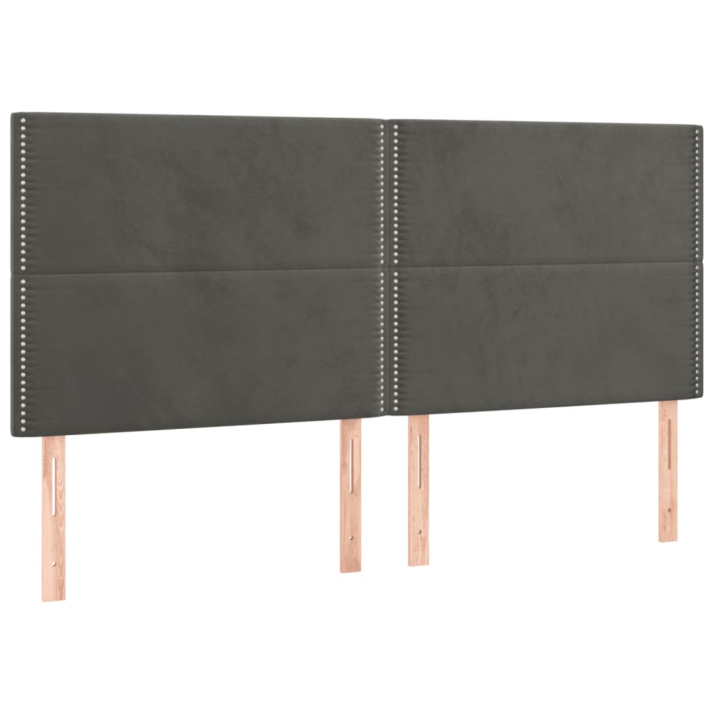 Hoofdborden 4 St 80X5X78/88 Cm Fluweel Donkergrijs 160 cm Hoog