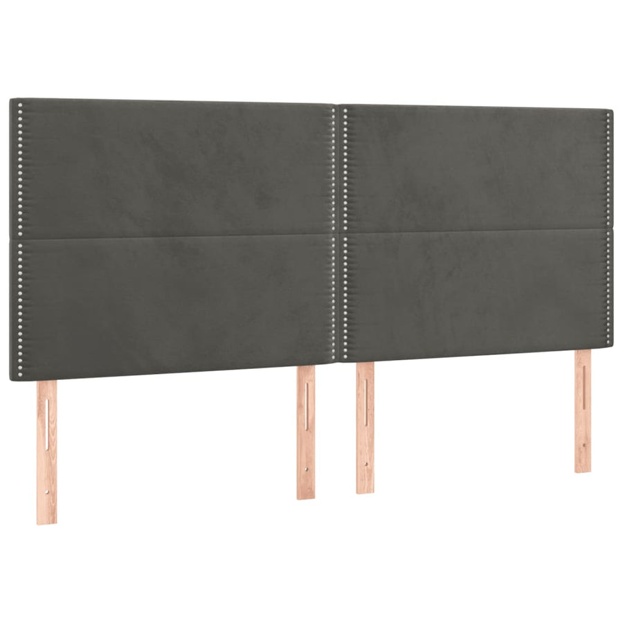 Hoofdborden 4 St 80X5X78/88 Cm Fluweel Donkergrijs 160 cm Hoog