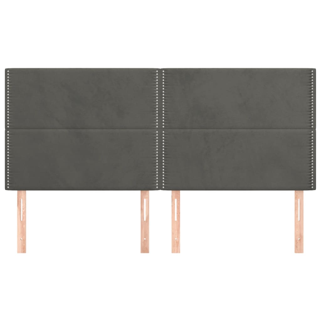 Hoofdborden 4 St 80X5X78/88 Cm Fluweel Donkergrijs 160 cm Hoog