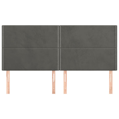 Hoofdborden 4 St 80X5X78/88 Cm Fluweel Donkergrijs 160 cm Hoog