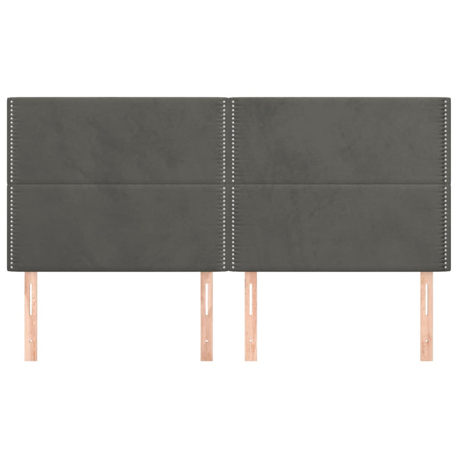 Hoofdborden 4 St 80X5X78/88 Cm Fluweel Donkergrijs 160 cm Hoog