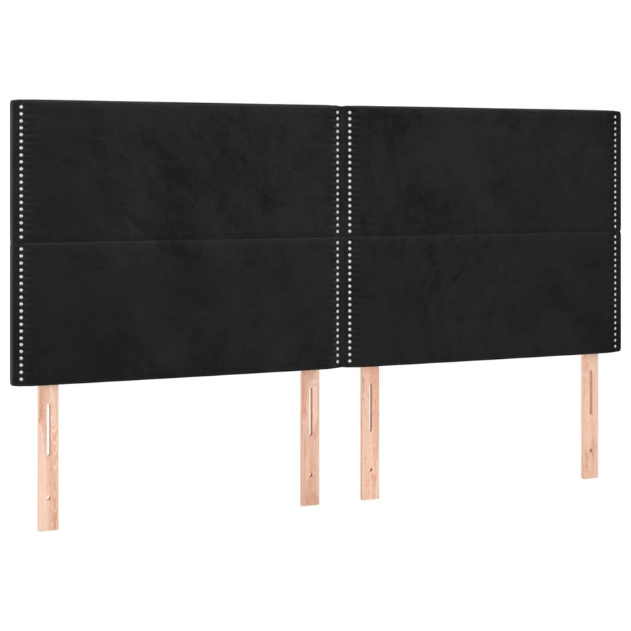 Hoofdborden 4 St 90X5X78/88 Cm Fluweel Zwart