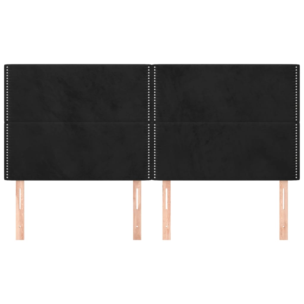 Hoofdborden 4 St 90X5X78/88 Cm Fluweel Zwart