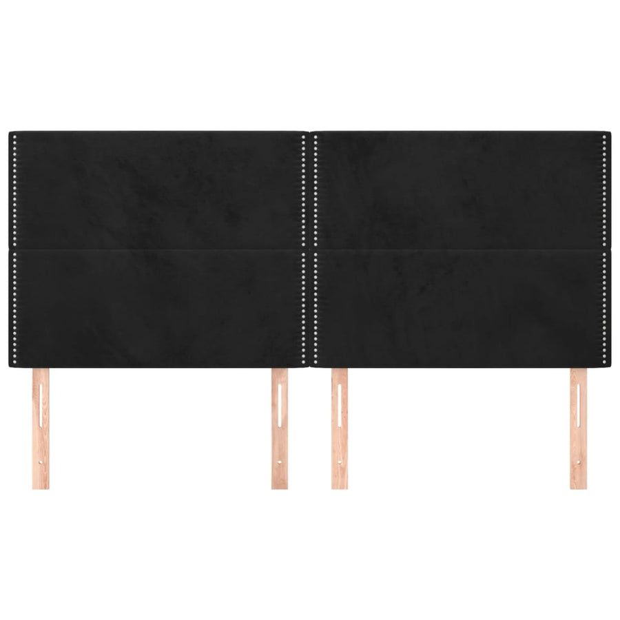 Hoofdborden 4 St 90X5X78/88 Cm Fluweel Zwart
