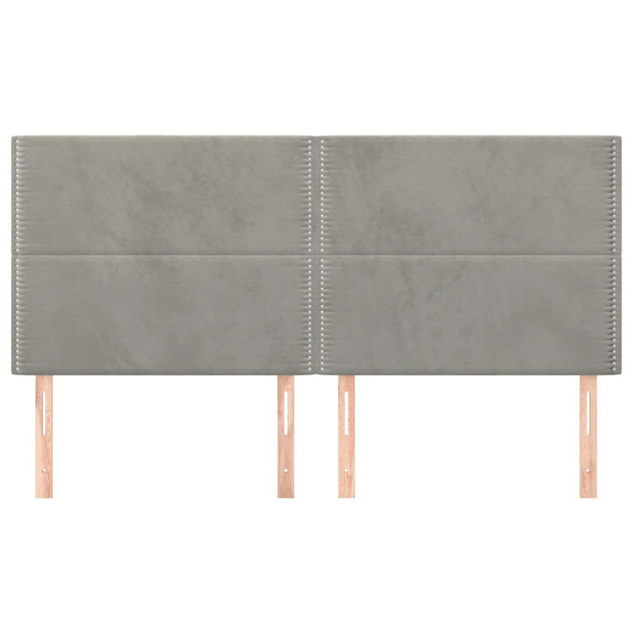 Hoofdborden 4 St 100 X 5 X 78/88 Cm Fluweel Lichtgrijs