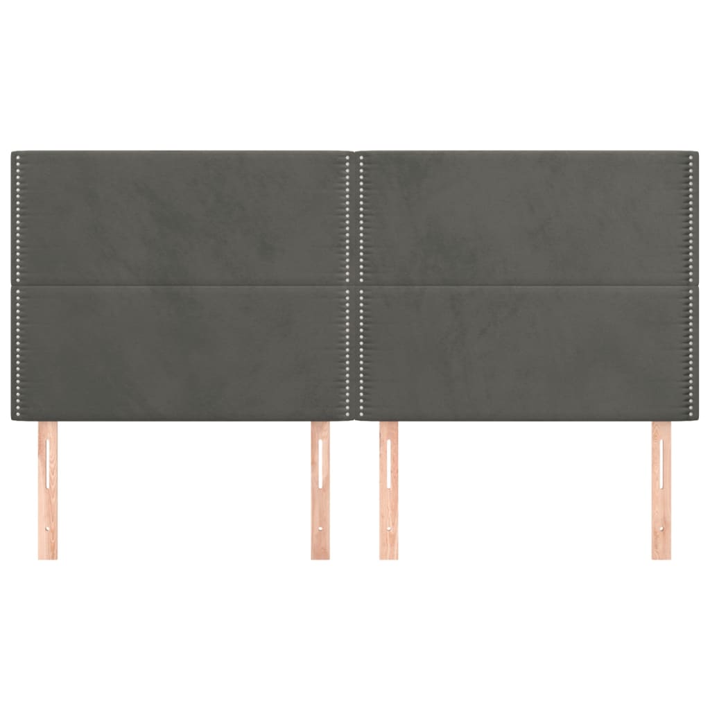 Hoofdborden 4 St 100X5X78/88 Cm Fluweel Donkergrijs