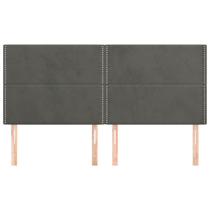 Hoofdborden 4 St 100X5X78/88 Cm Fluweel Donkergrijs