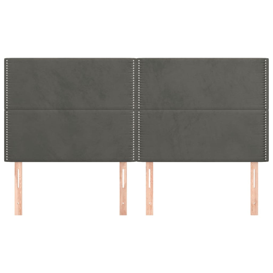 Hoofdborden 4 St 100X5X78/88 Cm Fluweel Donkergrijs