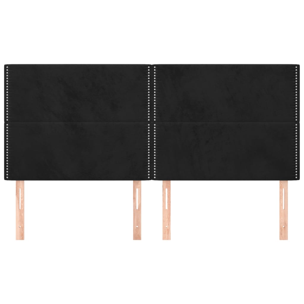 Hoofdborden 4 St 100X5X78/88 Cm Fluweel Zwart
