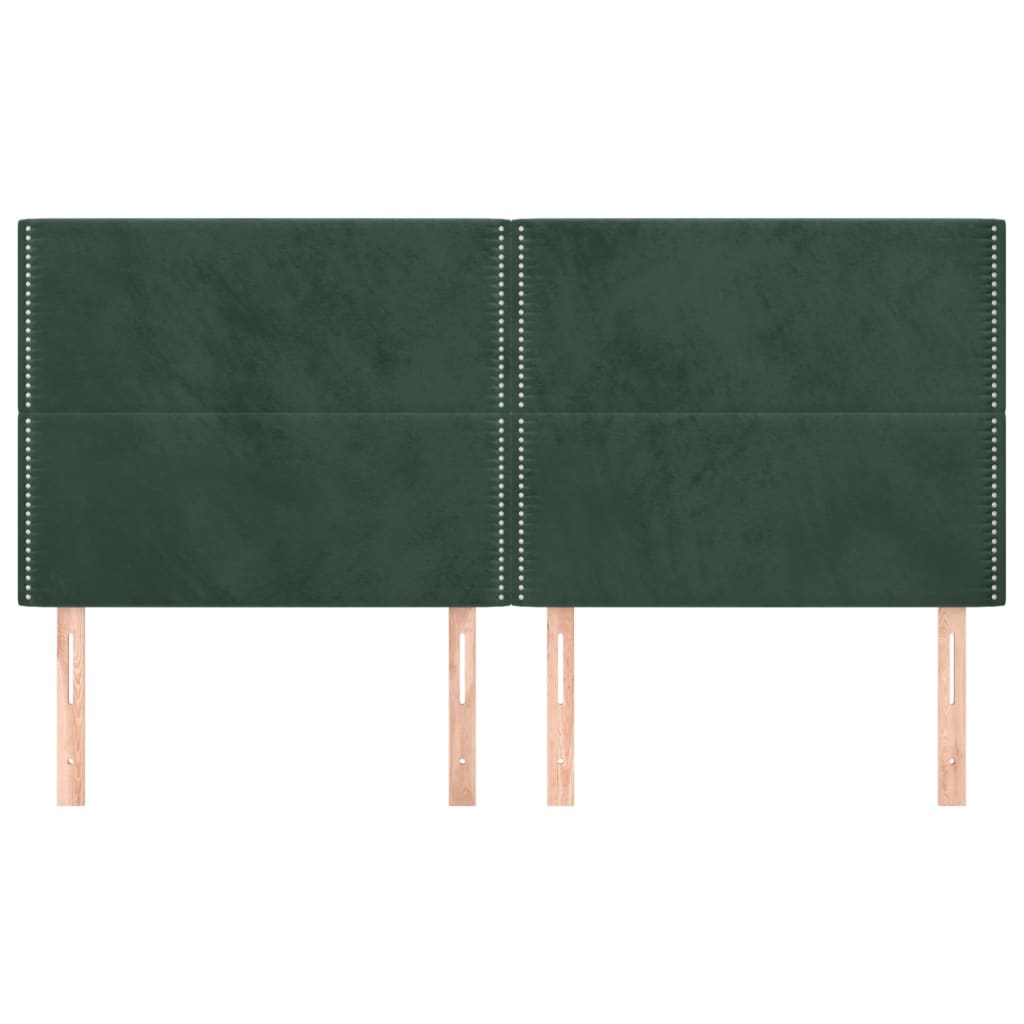 Hoofdborden 4 St 100X5X78/88 Cm Fluweel Donkergroen