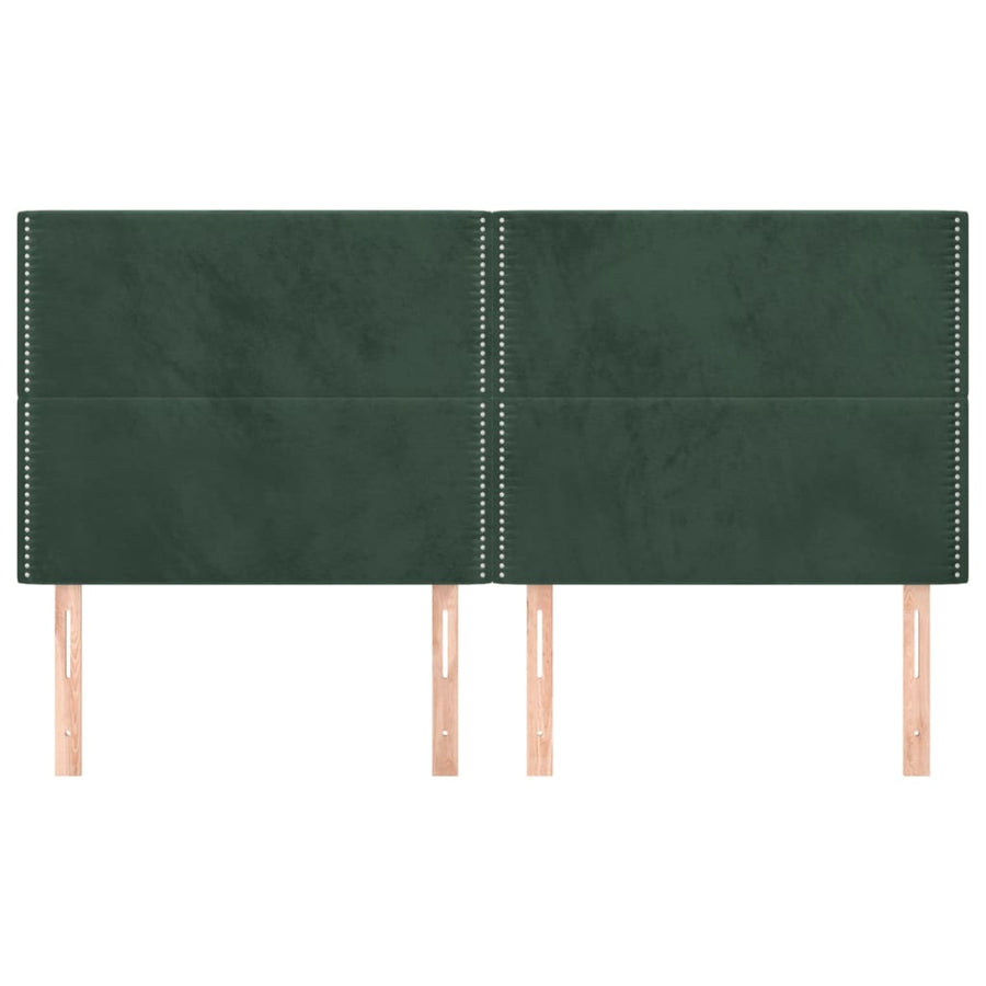 Hoofdborden 4 St 100X5X78/88 Cm Fluweel Donkergroen