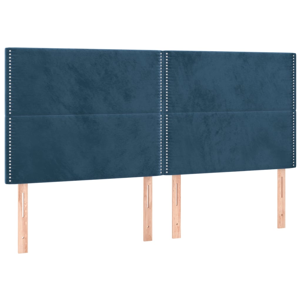 Hoofdborden 4 St 100X5X78/88 Cm Fluweel Donkerblauw