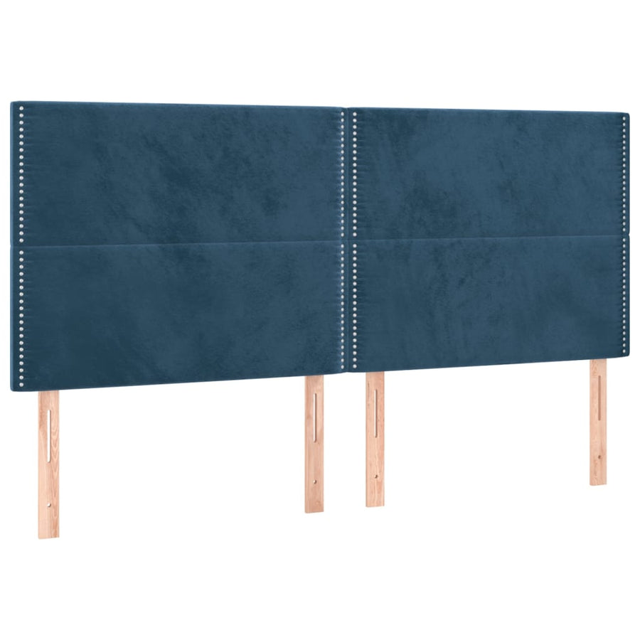 Hoofdborden 4 St 100X5X78/88 Cm Fluweel Donkerblauw