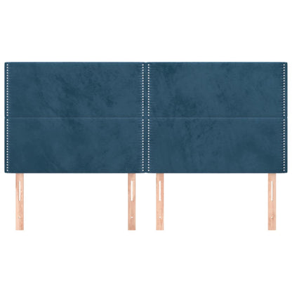 Hoofdborden 4 St 100X5X78/88 Cm Fluweel Donkerblauw