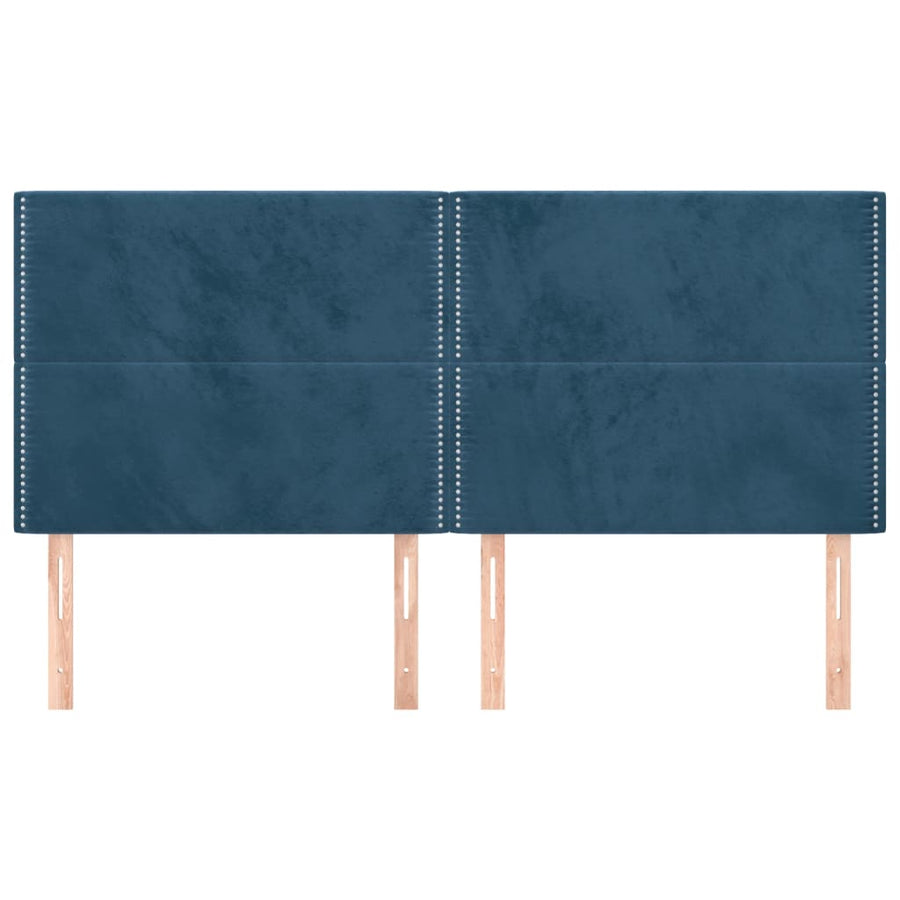 Hoofdborden 4 St 100X5X78/88 Cm Fluweel Donkerblauw