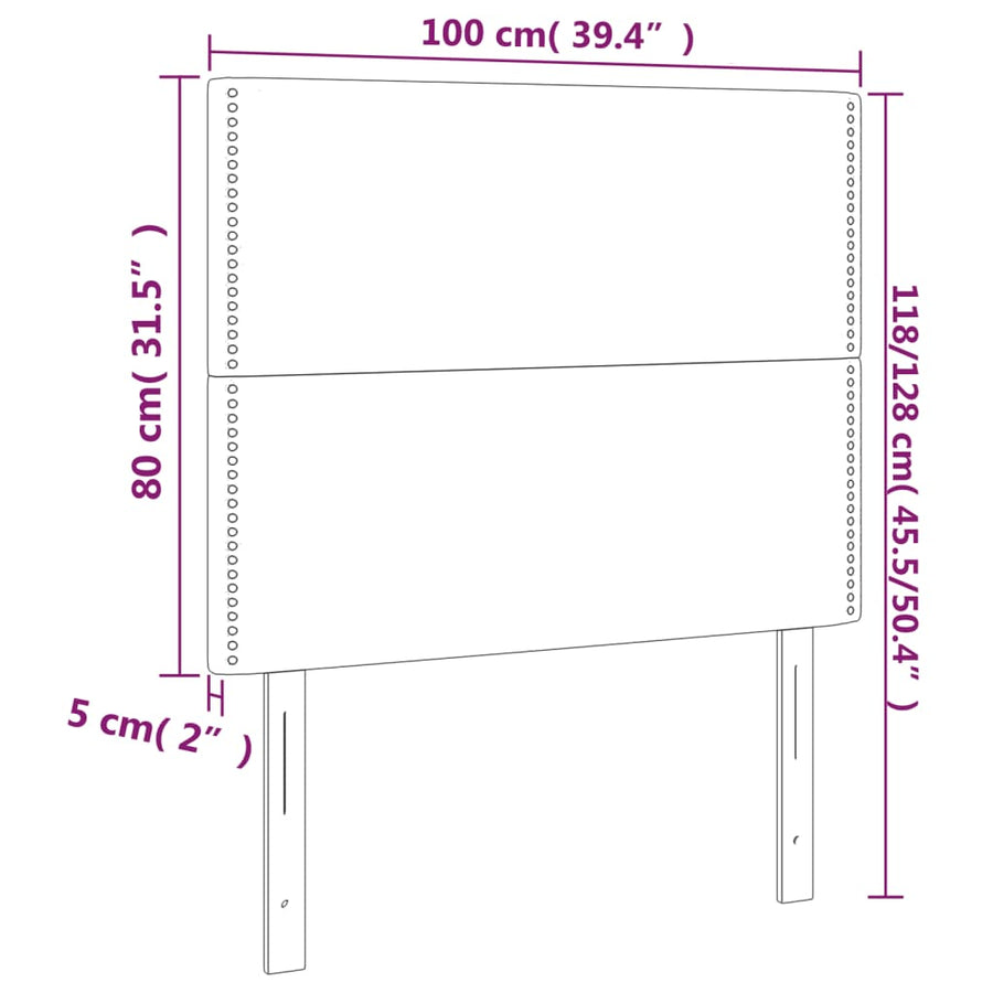 Hoofdborden 2 st 100x5x78/88 cm kunstleer zwart 100 cm Zwart