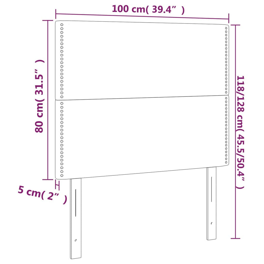 Hoofdborden 2 st 100x5x78/88 cm kunstleer grijs 100 cm Grijs
