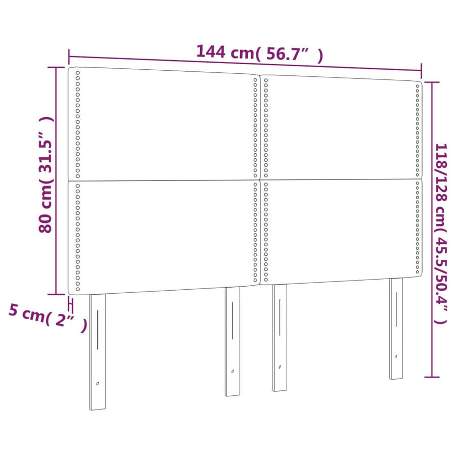 Hoofdborden 4 St 72X5X78/88 Cm Kunstleer Grijs 144 cm Hoog