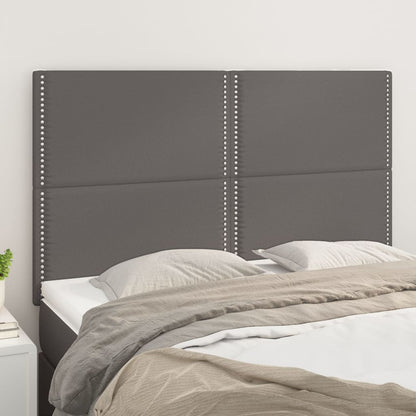 Hoofdborden 4 St 72X5X78/88 Cm Kunstleer Grijs 144 cm Hoog