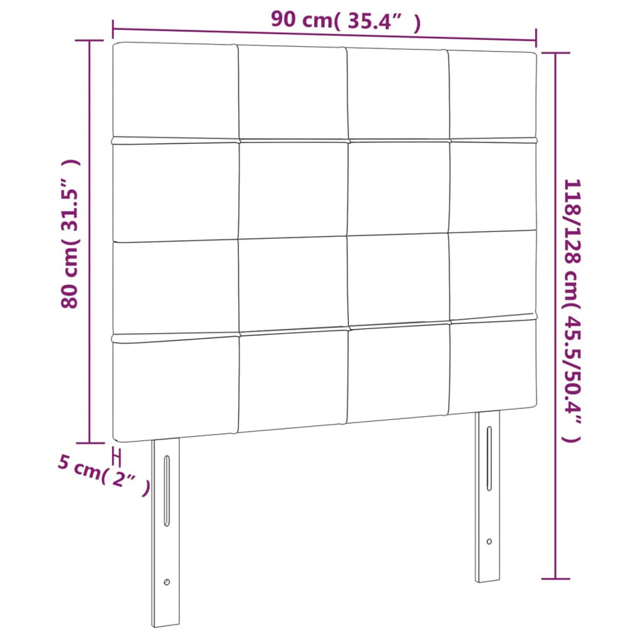 Hoofdborden 2 St 90X5X78/88 Cm Stof Donkergrijs 90 cm Hoog