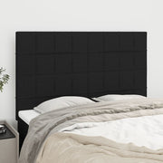Hoofdbord 144x5x118/128 cm stof zwart