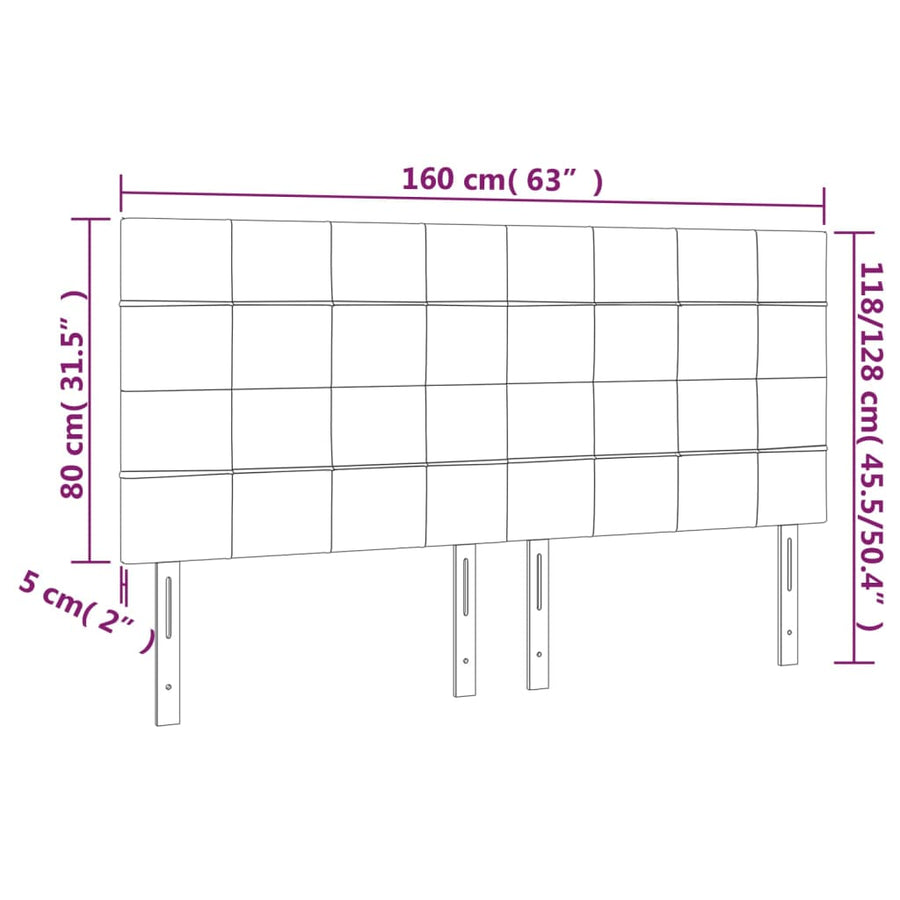 Hoofdborden 4 St 80X5X78/88 Cm Stof Donkerbruin 160 cm Hoog