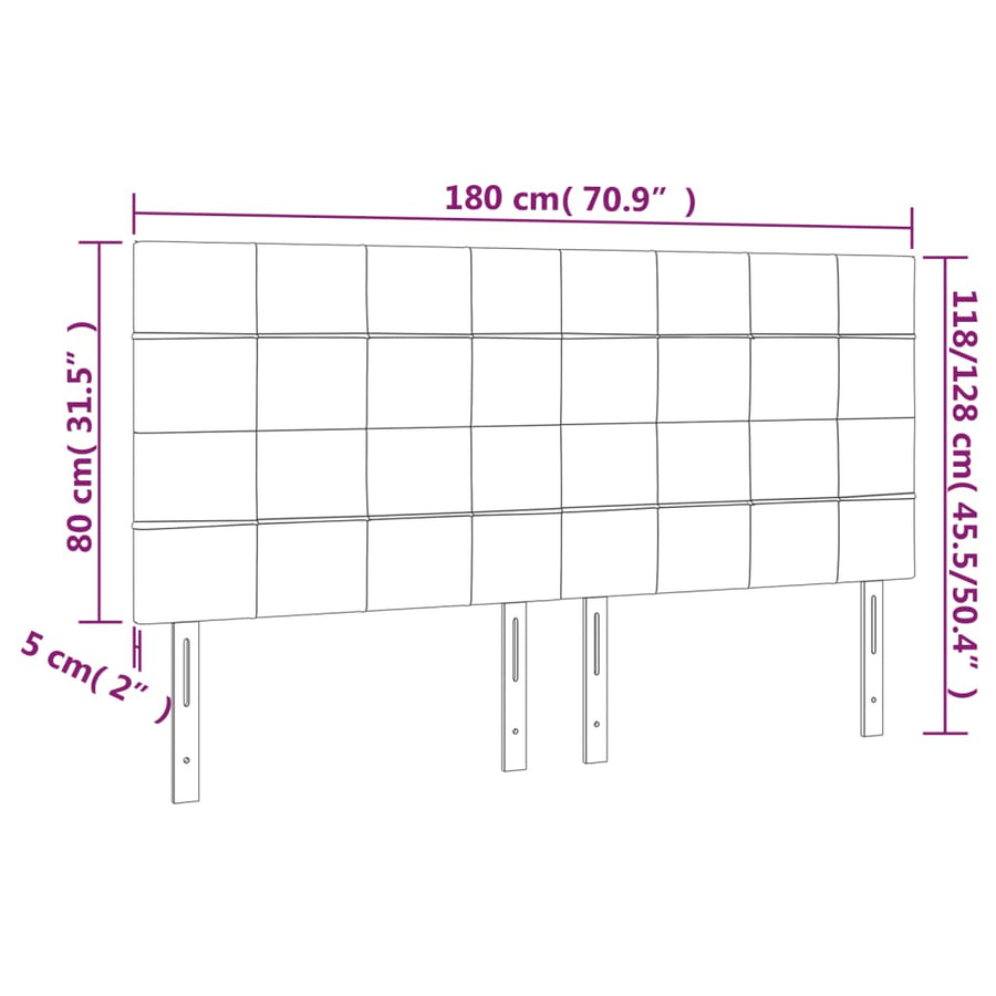 Hoofdborden 4 st 90x5x78/88 cm stof donkerbruin