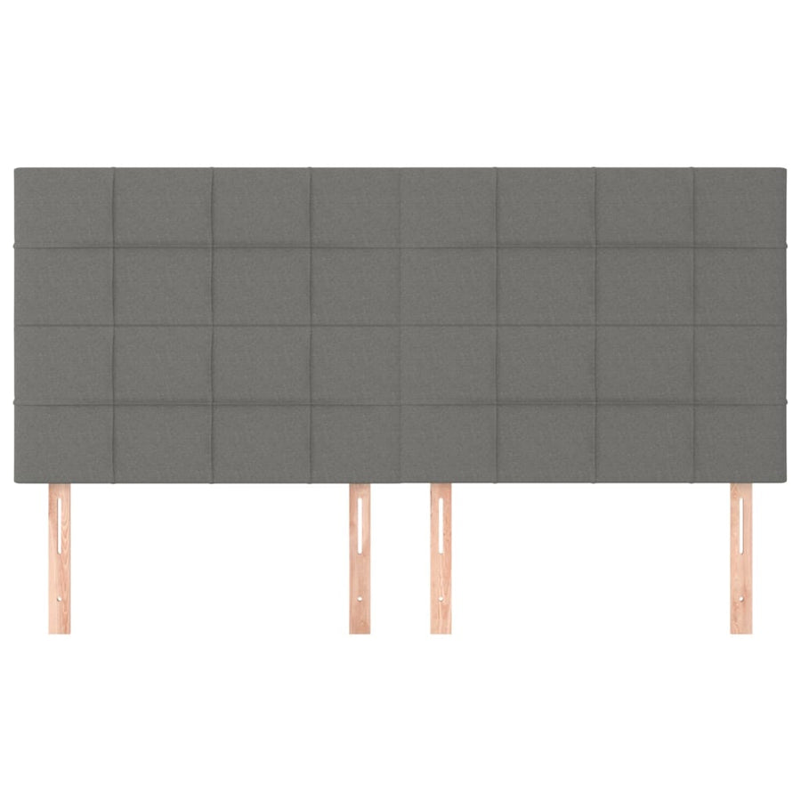 Hoofdborden 4 st 100x5x78/88 cm stof donkergrijs 200 cm Hoog