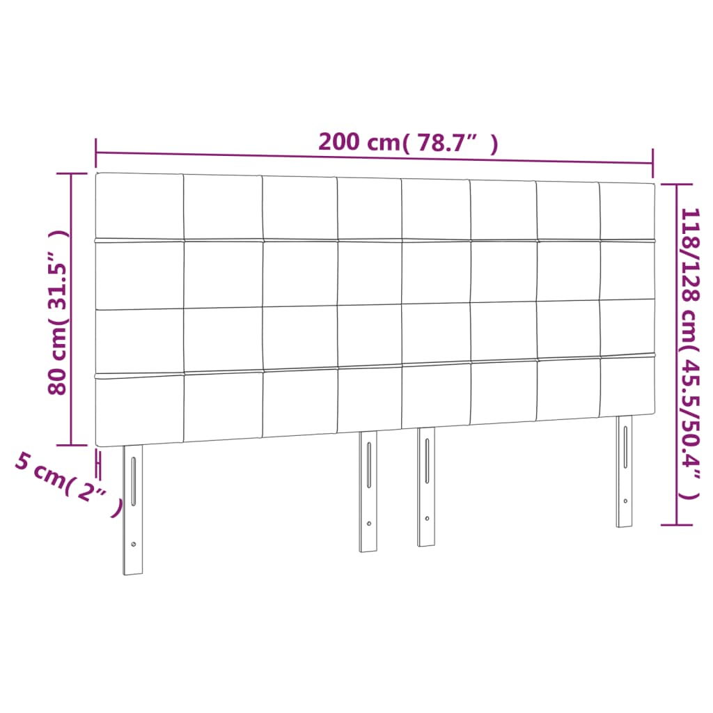 Hoofdborden 4 st 100x5x78/88 cm stof taupe 200 cm Taupe