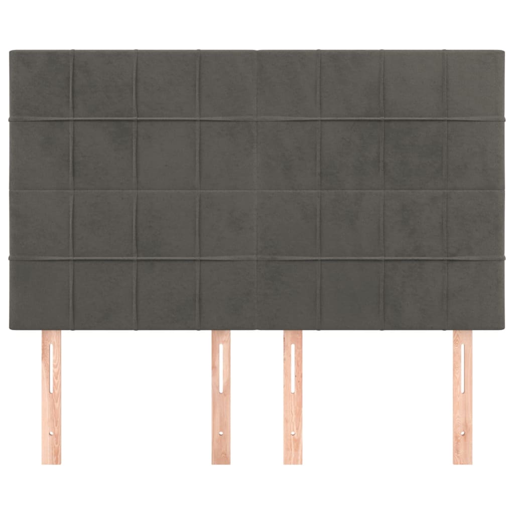 Hoofdborden 4 St 72X5X78/88 Cm Fluweel Donkergrijs