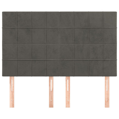 Hoofdborden 4 St 72X5X78/88 Cm Fluweel Donkergrijs