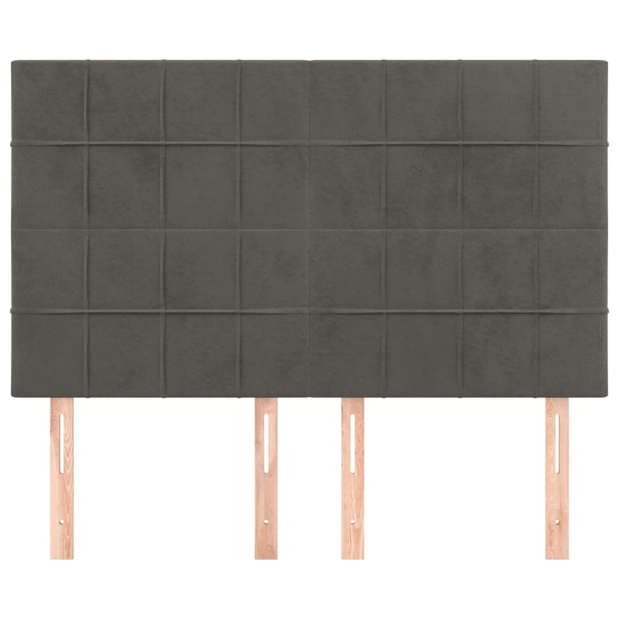 Hoofdborden 4 St 72X5X78/88 Cm Fluweel Donkergrijs