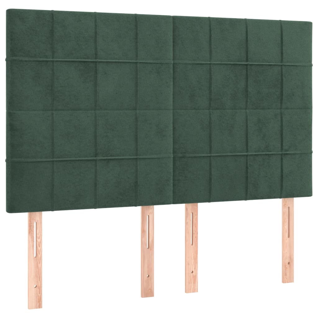 Hoofdborden 4 St 72X5X78/88 Cm Fluweel Donkergroen