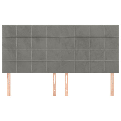 Hoofdborden 4 St 80X5X78/88 Cm Fluweel Lichtgrijs