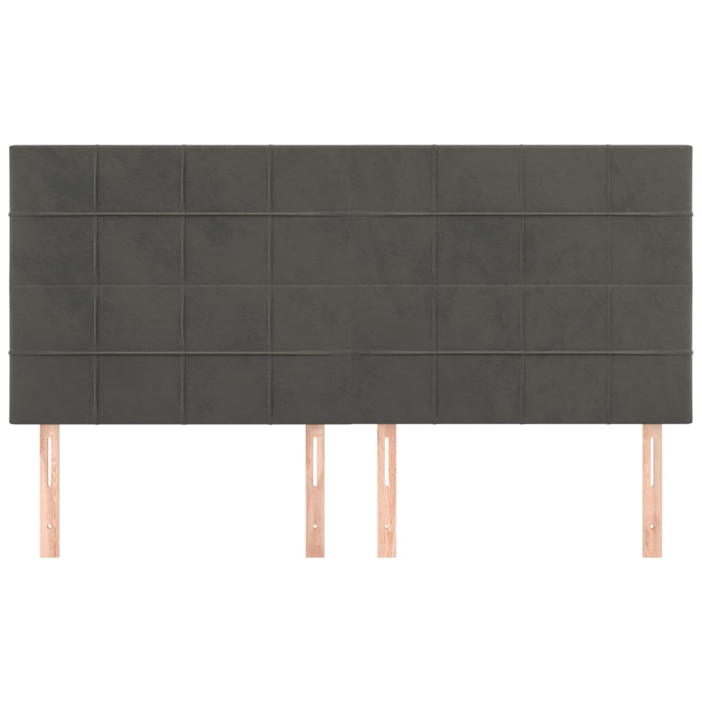 Hoofdborden 4 St 80X5X78/88 Cm Fluweel Donkergrijs