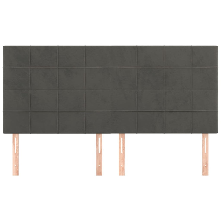 Hoofdborden 4 St 80X5X78/88 Cm Fluweel Donkergrijs